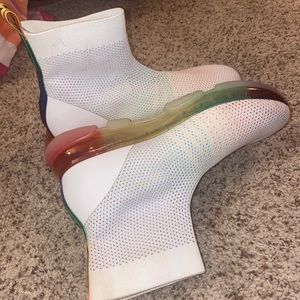 Michael Kors Kendra Athletic Stretch-Knit Mesh Rainbow Sock Shoes, Size 9.